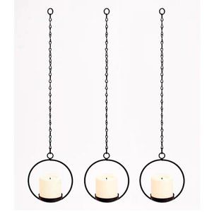 Set of 3 Hanging Votive Sconces BLACK by Candle Impressions NEW